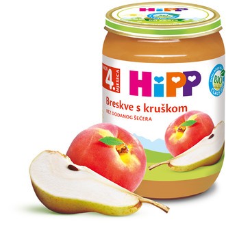 HIPP KAŠICA BRESKVA + KRUŠKA 190g