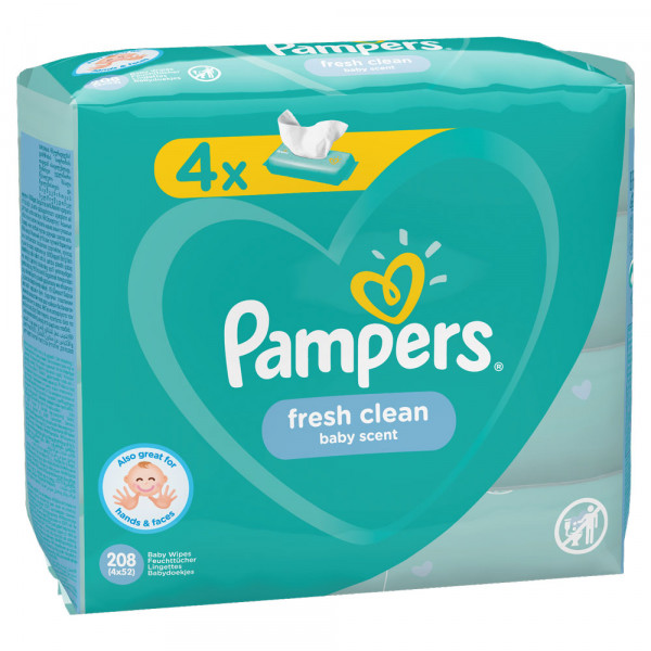 PAMPERS VLAŽNE MARAMICE NATURAL CLEAN 4X52 kom. 