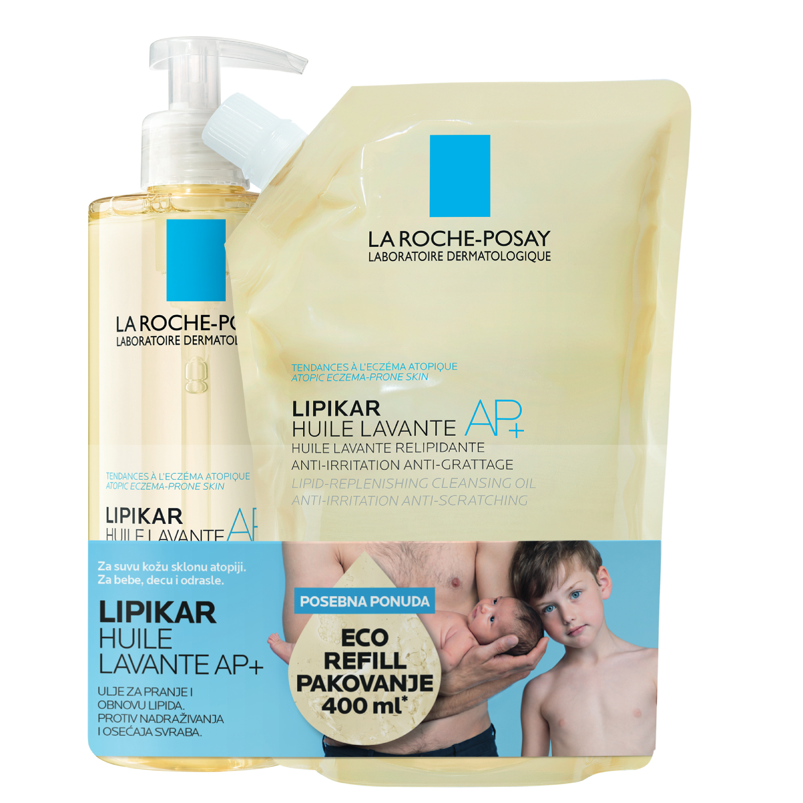 LA ROCHE-POSAY LIPIKAR ULJE LAVANTE AP+ 400ML + ECO REFILL 400ML 