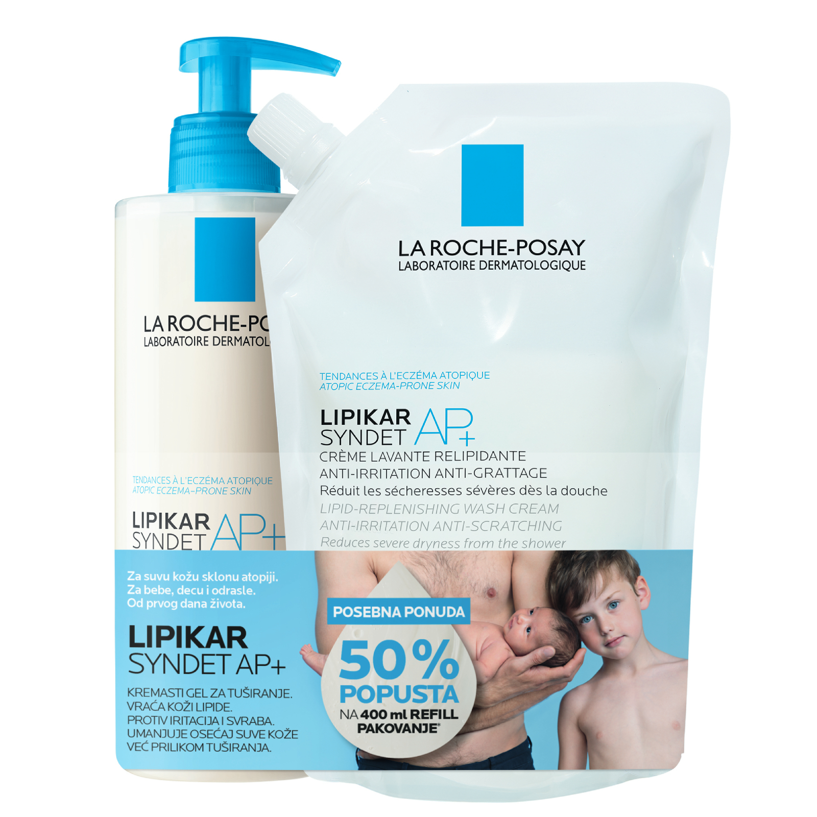LA ROCHE-POSAY LIPIKAR SYNDET AP+ 400ML + ECO REFILL 400ML