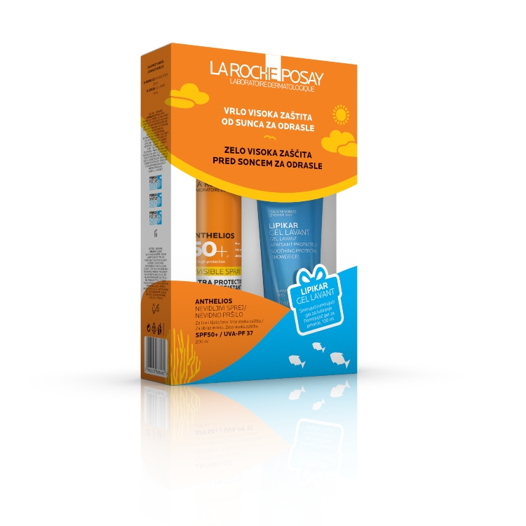 LA ROCHE-POSAY ANTHELIOS SPREJ NEVIDLJIVI SPF 50 200ML + LIPIKAR GEL 100 ML
