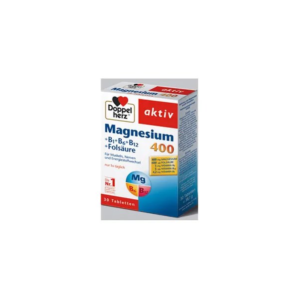 DOPPELHERZ MAGNEZIJUM 400MG + VITAMINI B1 B6 B12 30 tableta 