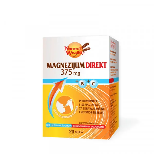 NATURAL WEALTH MAGNEZIJUM DIREKT 375 + VITAMIN B + VITAMIN C granule 