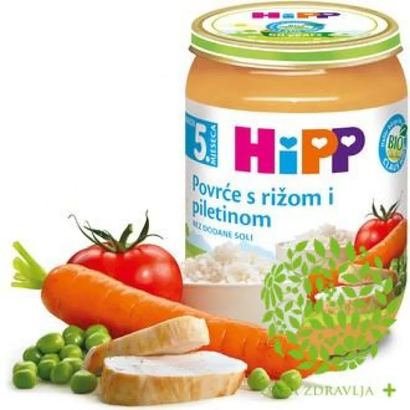 HIPP KAŠICA PILETINA + PIRINAČ + KREM POVRĆE 