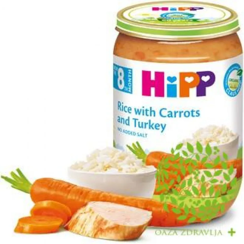 HIPP KAŠICA ĆURETINA + PIRINAČ + ŠARGAREPA 220g 