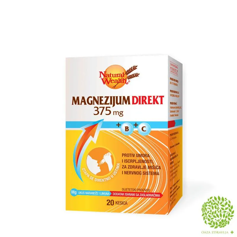 NATURAL WEALTH MAGNEZIJUM DIREKT 375 + VITAMIN B + VITAMIN C granule 