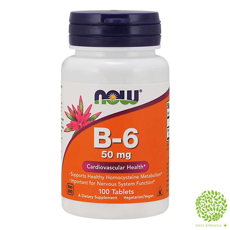 NOW VITAMIN B6 TBL.100X50MG NOW